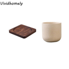 Drinkware Ceramic Coffee Cup Handmade Wooden Teacup Bowl Exquisite Thicked Tea Drinking Cup Gift