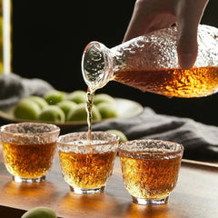 Japanese Sake Drinking Set Glass Cups and Carafe Modern Japanese Style Barware for Home Party