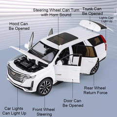 Diecast Escalade / Prado Model Car – Alloy Toy With Sound, Light, Opening Doors & Pull Back Function