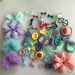 Accessories for lps Pets, (Random 20 pc) Hat Scarf Jacket Dress Bow Skirt Clothes Collar Foof and Drink Toy Accessories fit lps