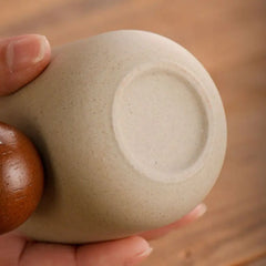 Drinkware Ceramic Coffee Cup Handmade Wooden Teacup Bowl Exquisite Thicked Tea Drinking Cup Gift