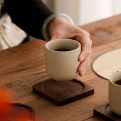 Drinkware Ceramic Coffee Cup Handmade Wooden Teacup Bowl Exquisite Thicked Tea Drinking Cup Gift