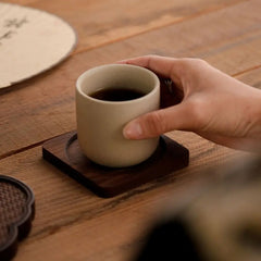 Drinkware Ceramic Coffee Cup Handmade Wooden Teacup Bowl Exquisite Thicked Tea Drinking Cup Gift
