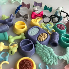 Accessories for lps Pets, (Random 20 pc) Hat Scarf Jacket Dress Bow Skirt Clothes Collar Foof and Drink Toy Accessories fit lps